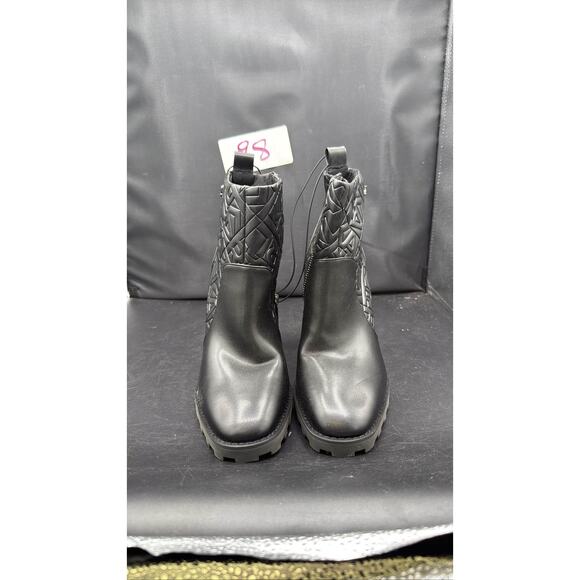 Karl Lagerfeld Paris Petria Black Quilted Zip Ankle Boots 8.5 - Picture 1 of 7